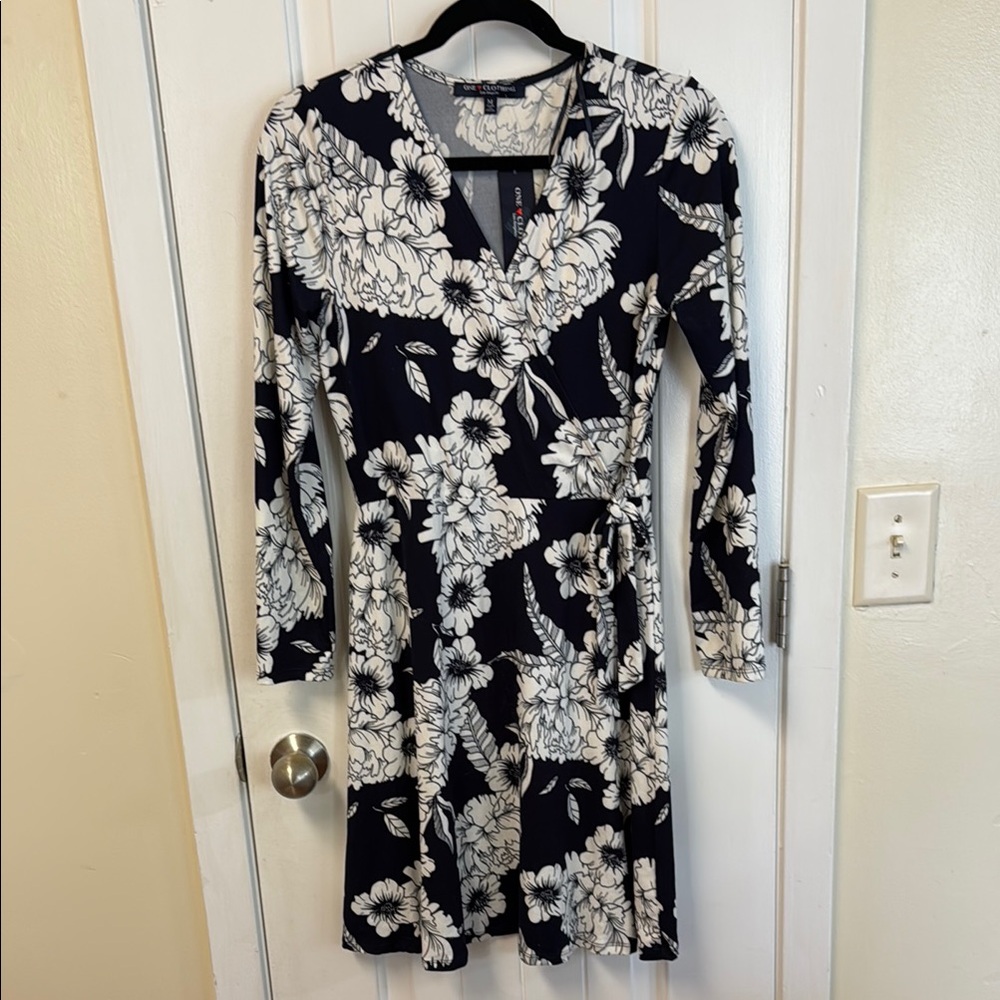 Floral Black and White Dress